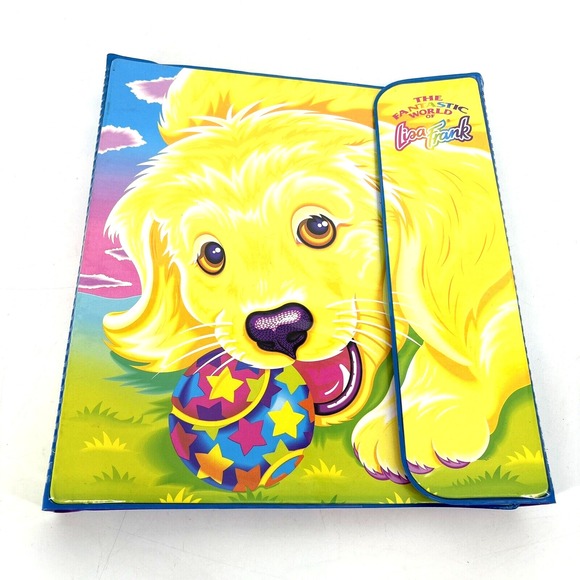 Lisa Frank Trends 90s Casey Caymus‎ Yellow Golden Retriever Dog Ball Binder RARE